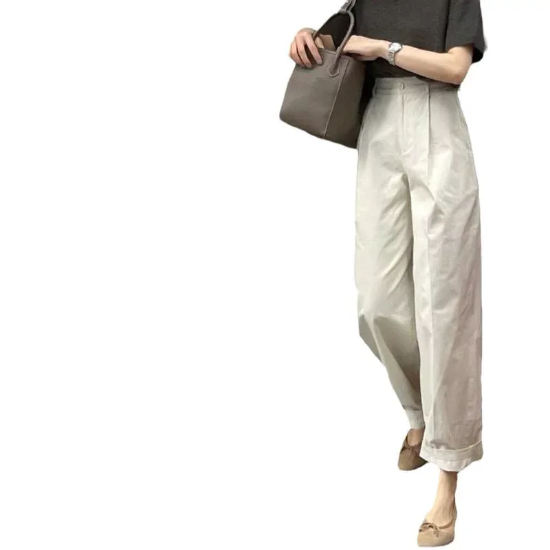 スラックス レディース パンツ ワイドパンツ ハイウエスト ストレートパンツ 白 カジュアルパンツ 高級感 春物 センタープレス
