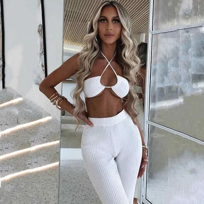 セットアップ レディース ニット ロングパンツ 2点セット 春夏 リゾート セクシー 大人かわいい 体型カバー 伸縮性 上下セット 無地 きれいめ おしゃれ デイリー カジュアル