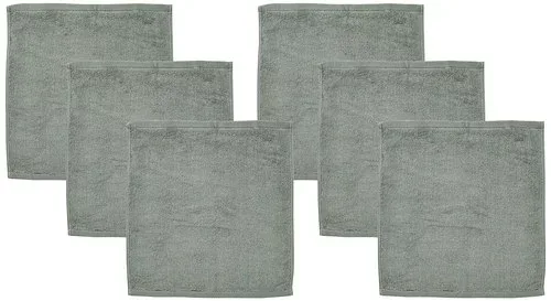 無印良品 ふっくらパイルハンドタオルループ付き・グリーン 6枚組 34×35cm やわらか 83429447