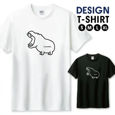 【半額クーポン 50%OFFセール】 Tシャツ メンズ ユニセックス カバ かば 動物 アニマル 白黒 シンプルデザイン 河馬 かばさん カワイイ オシャレ サイズ S M L LL XL 半袖 綿 100% コットン 人気 ゆったり 白Tシャツ 黒Tシャツ ホワイト ブラック 長持ち プリントtシャ