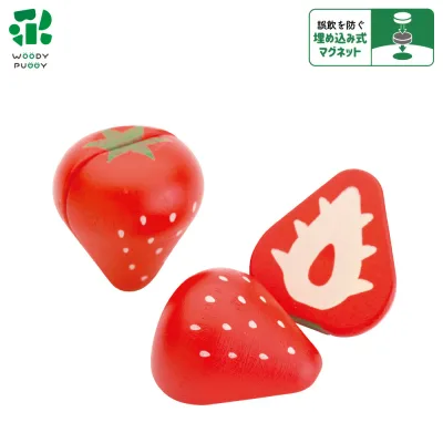 はじめてのおままごと(いちご)【 ウッディプッディWOODYPUDDY 木のおもちゃ おままごと おもちゃ 野菜 木製 食材 マグネット 木のおままごと 出産祝い 木のままごと ままごと 子ども 知育玩具 キッチン 子供 幼児 クリスマス プレゼント 】