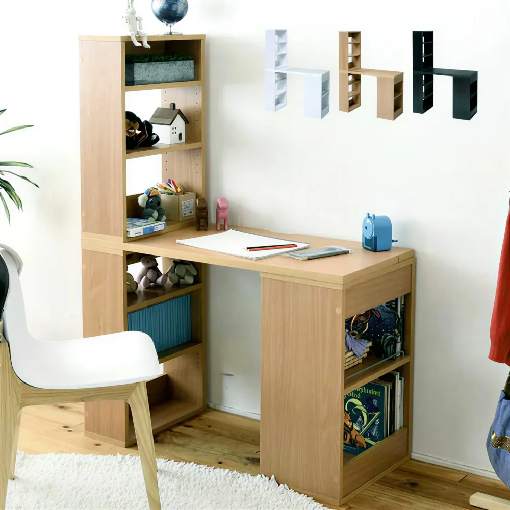 Next Day Raku Computer Desk Study Desk PC Desk Stylish Cheap Scandinavian Simple Office Desk Adults Children Width 100 x Height 70 Living Alone Compact Small Space Saving Bookshelf Storage Rack