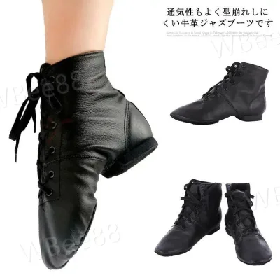 Dance shoes jazz dance shoes jazz shoes jazz shoes jazz boots cowhide genuine leather kids children's women's men's cheer dance cheerleading ballroom dance black black leather jazz dance boots shoes modern ballet
