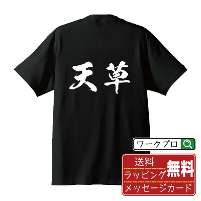 天草 書道Tシャツ 半袖 名入れ対応可 漢字 習字 書道家が書き上げた 筆文字プリント 【 熊本 】 メンズ レディース キッズ 大きいサイズ S-XXL 120-150|ギフト 母の日 プレゼント 面白Tシャツ