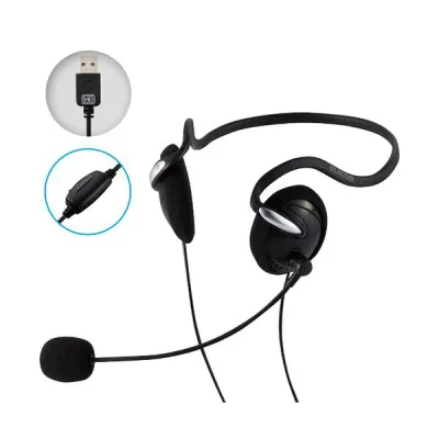 (まとめ) エレコム両耳USBネックバンドヘッドセット ブラック HS-NB03SUBK 1個 【×3セット】
