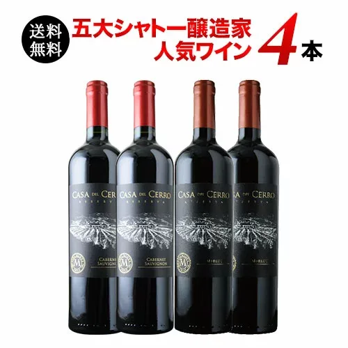 五大シャトー醸造家ワイン4本セット(赤4本)送料無料【ワイン ギフト ソムリエ厳選】