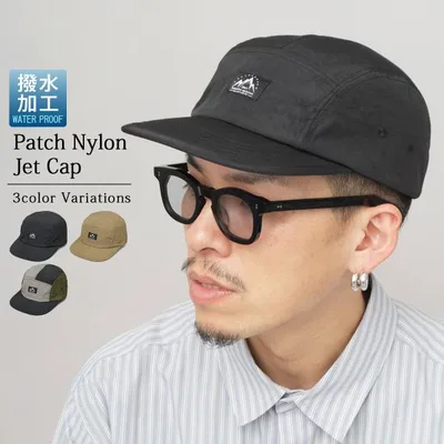 キャップ ジェットキャップ メンズ レディース 帽子 浅め 撥水 ナイロン 春夏 日よけ シンプル 無地 ワッペン 5パネル 速乾 アウトドア ギフト