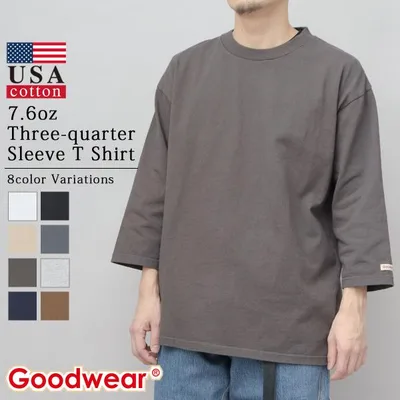 【2026年新色追加】Goodwear グッドウェア tシャツ 7分袖 メンズ レディース USAコットン 厚手 7.6オンス 無地 七分袖 Tシャツ 綿100% 大きめ