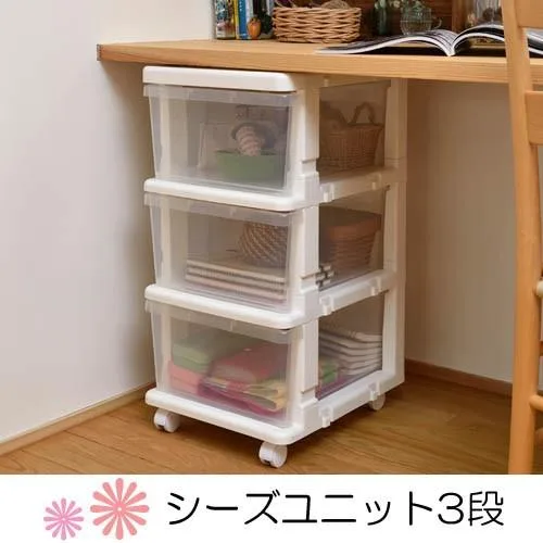 シーズユニット3段 収納 引出し 衣類収納 チェスト クローゼット キャスター 3段 爆買