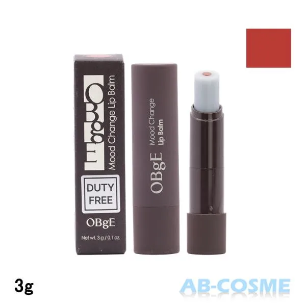 リップバーム オブジェ OBGE ムードチェンジリップバーム #ナチュラルレッド 3ml 色つきリップクリーム 保湿 うるおい メンズ 簡単 メイク初心者 韓国コスメ