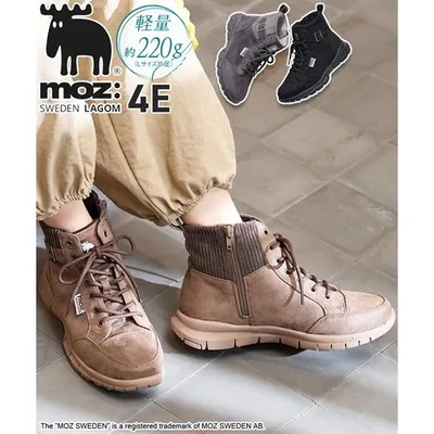 スニーカー 靴 4E 幅広 ゆったり ワイド 大きいサイズ moz モズ 軽量 ファスナー付 ブーツスニーカー カジュアル 履きやすい (アクアカルダ 送料無料)