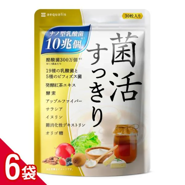 乳酸菌 サプリメント 6袋セット 乳酸菌10兆個 ビフィズス菌 酪酸菌 コンブチャ 酵素 オリゴ糖 6ヶ月分 送料無料 爆買