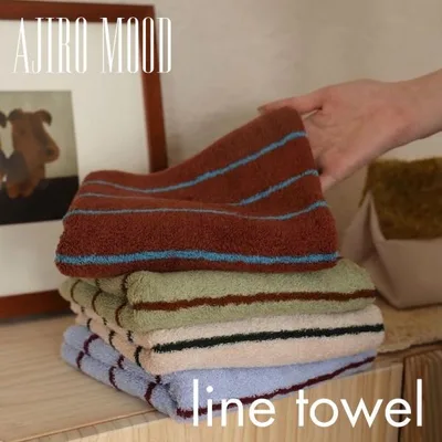 フェイスタオル 綿100% コーマ糸 ストライプ タオル 34×76cm 中厚手 吸水