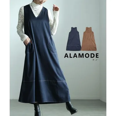 ワンピース レディース ジャンスカ ノースリーブ ロング丈 細見え ゆったり 春 秋 春服 秋服 大人可愛い 大人 可愛い 30代 40代 50代 60代 アラモード