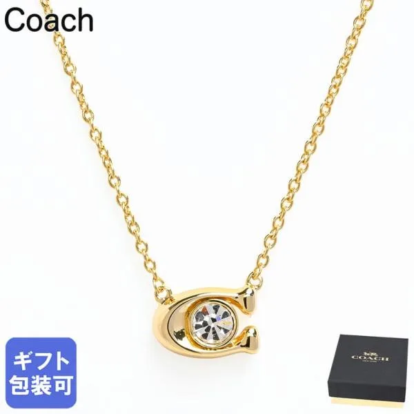 コーチ COACH ネックレス シグネチャー Cロゴ クリスタル レディース クリア ゴールド 493112GLD110 ジュエリー アクセサリー