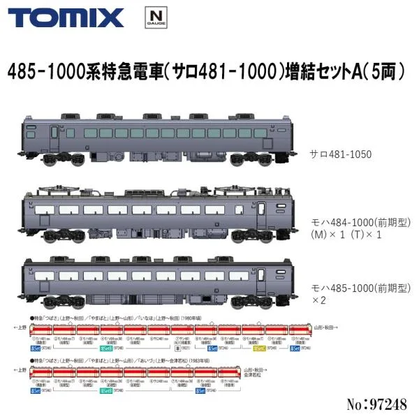予約 2027年3月予定 No:97248 TOMIX 485-1000系特急電車(サロ481-1050)増結セットB(5両) 鉄道模型 Nゲージ TOMIX トミックス