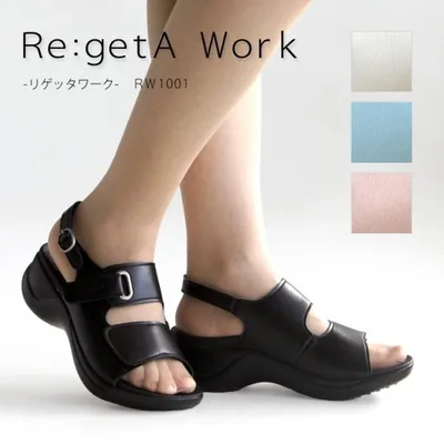 リゲッタ Re:getA Work RW-1001 バックベルト付きローリングサンダル オフィスサンダル 履きやすい 歩きやすい 新生活