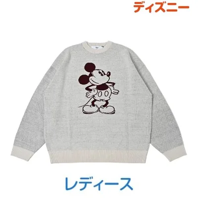 ディズニーミッキーマウス ニット セーター レディース 長袖 秋 冬 春 ジャガード MICKEY MOUSE Disney キャラクター 秋 冬 春