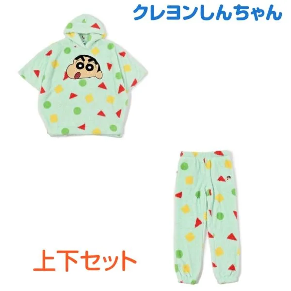 クレヨンしんちゃん 両面ボア パーカー パンツ ルームウェア 上下セットアップ なりきり コスプレ レディースサイズ キャラクター グッズ