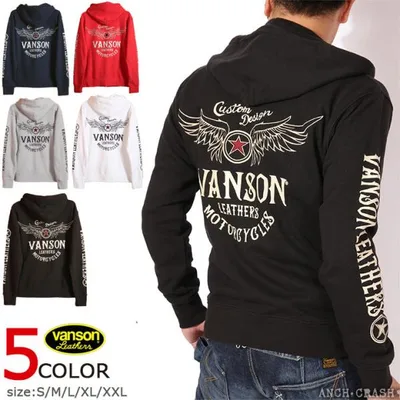 当店別注 VANSON バンソン ACVA-904 ウィング フルジップ パーカー メンズ アメカジ バイカー スウェット