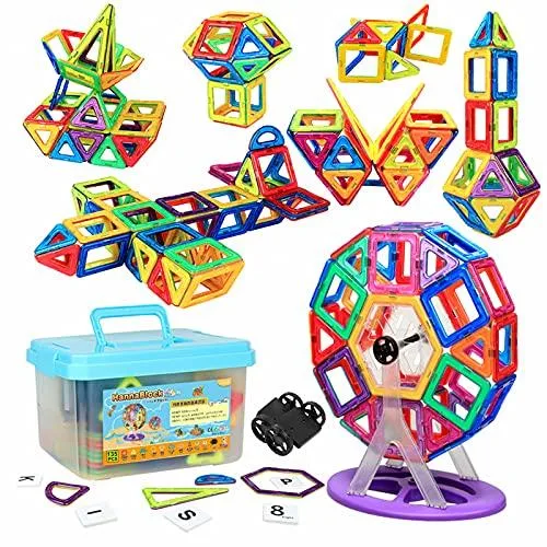 HannaBlock 135 Pcs マグネットブロック 磁石ブロック マグネットおもちゃ 磁石おもちゃ 知育玩具 子供 男の子 女の子 積み木 ブロック おもちゃ