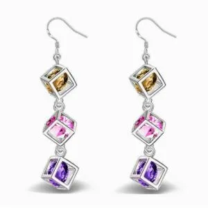 ピアス 金属アレルギー対応 つけっぱなし 18k アレルギー対応 レディース シルバー925 キューブ カラフル
