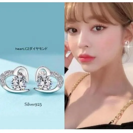 ピアス 金属アレルギー対応 つけっぱなし 18k アレルギー対応 レディース シルバー925 ハート パープル