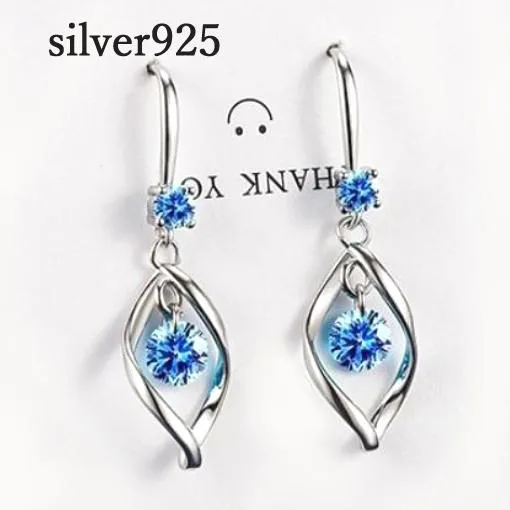 ピアス アレルギー対応 18金 レディース 18k つけっぱなし 金属アレルギー対応 小さい シルバー925 ブルー フェーブ ひねり フック