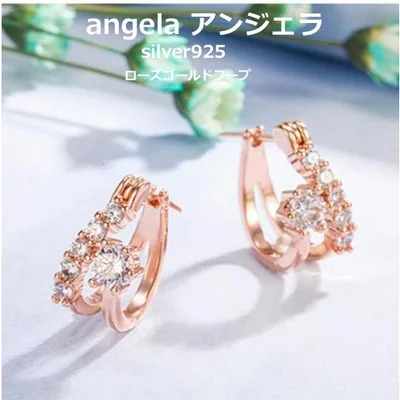 ピアス フープピアス アレルギー対応 18金 レディース 18k つけっぱなし 金属アレルギー対応 小さい シルバー925 2連 ラインストーン