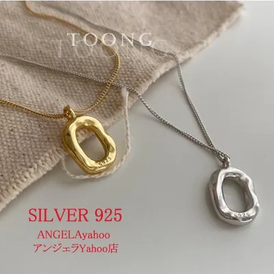 ネックレス レディース シルバー925 変形 四角形 リング メタル 金属 シンプル 喜平チェーン 送料無料 アレルギー