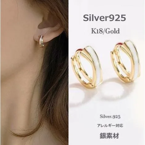 フープピアス アレルギー対応 レディース 小さめ ピアス 18金 つけっぱなし K18 金属アレルギー対応 金色 シルバー925 シェル