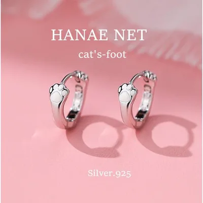 フープピアス レディース 猫足 アレルギー対応 SILVER シルバー925 つけっぱなし cat'sfoot