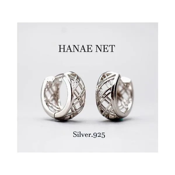 フープピアス レディース アレルギー対応 SILVER メッシュ シルバー925 つけっぱなし エンジェルピアス 両耳用2個セット