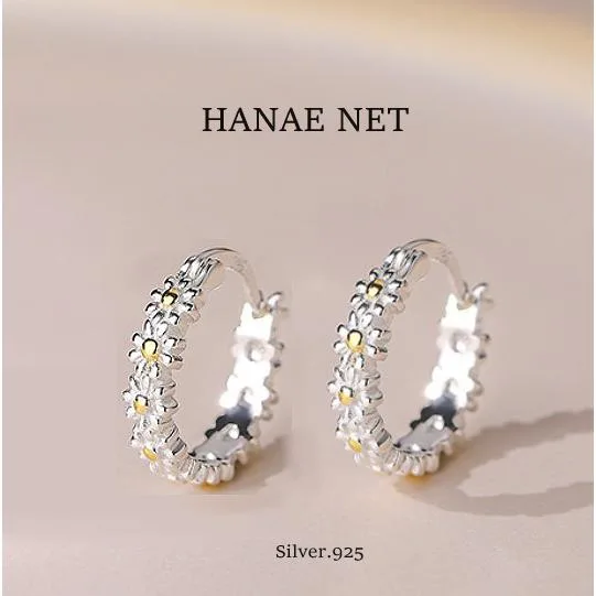 フープピアス レディース アレルギー対応 花のリング つけっぱなし シルバー925 SILVER