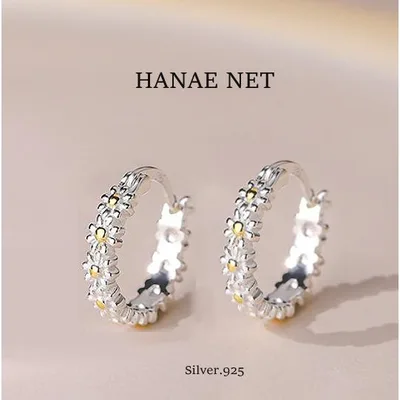 フープピアス レディース アレルギー対応 花のリング つけっぱなし シルバー925 SILVER