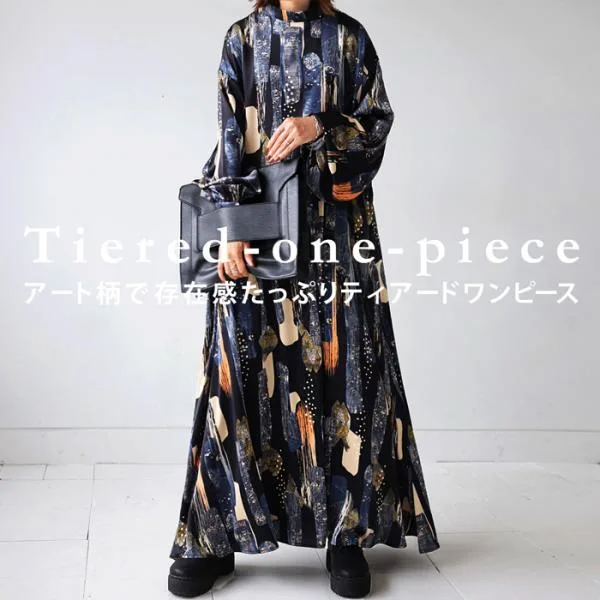 アート柄ワンピース ワンピース レディース ロング 送料無料・再入荷 500ptメール便可