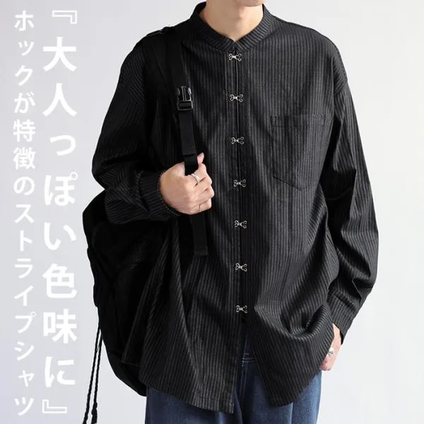 シャツ メンズ トップス 長袖 ストライプ柄 送料無料・100ptメール便可