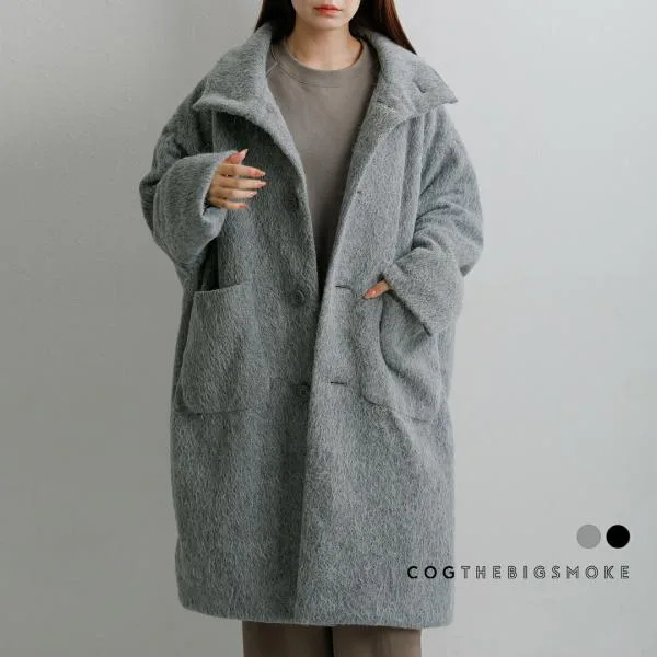 コグザビッグスモーク COGTHEBIGSMOKE アルパカジャガードシャギー スタンドカラーコート MARILYN COAT 15802-265-1306-1 秋冬 2026aw新作