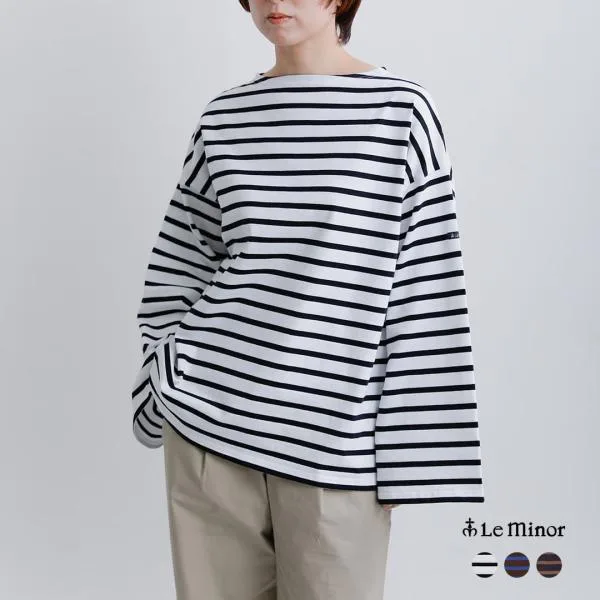ルミノア Le minor コットン オーバーサイズ ボーダー Tシャツ PLUME 20jg19504 レディース 秋冬 2026aw新作【☆】
