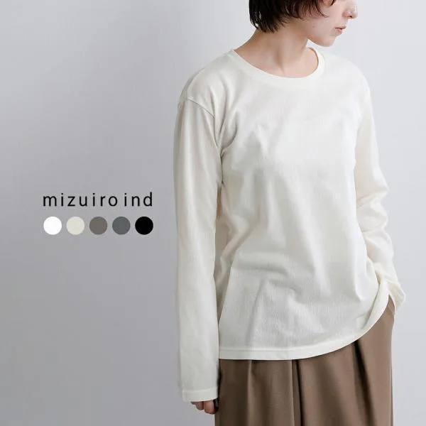ミズイロインド mizuiro ind トリコット 長袖 クルーネック Tシャツ 3-210064 レディース 秋冬 2026aw新作