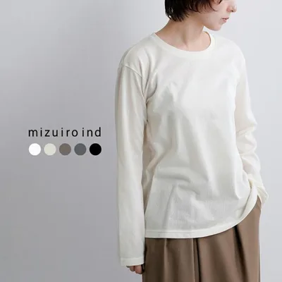 ミズイロインド mizuiro ind トリコット 長袖 クルーネック Tシャツ 3-210064 レディース 秋冬 2026aw新作