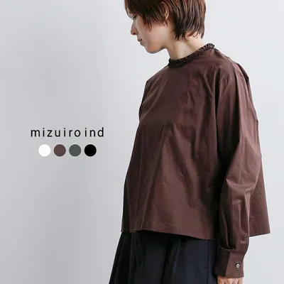 ミズイロインド mizuiro ind コットン フリルカラー ブラウス 3-230137 レディース 秋冬 2026aw新作