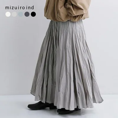 ミズイロインド mizuiro ind コットンローン ボリューム フレアスカート 3-260010 レディース 秋冬 2026aw新作【☆】