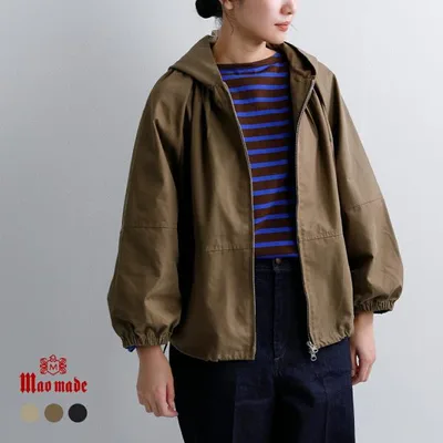 マオメイド mao made ライトツイル ギャザー フーディ ジップアップ ジャケット 641312 レディース 秋冬 2026aw新作【クーポン対象】