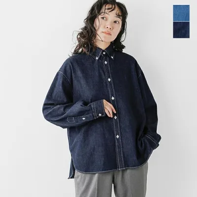 ジムフレックス Gymphlex ライトデニム ショート ボタンダウン 長袖シャツ gy-b0198sdm-26aw レディース 秋冬海外出荷不可 2026aw新作【☆】
