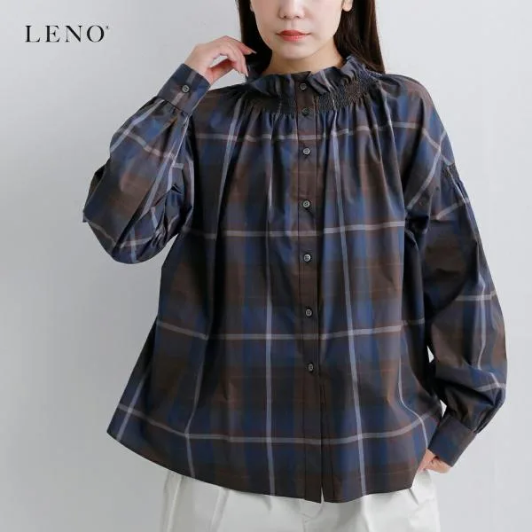 リノ LENO コットン タイプライター ビッグチェック ブラウス l2602-bl001 レディース 秋冬 2026aw新作【クーポン対象】