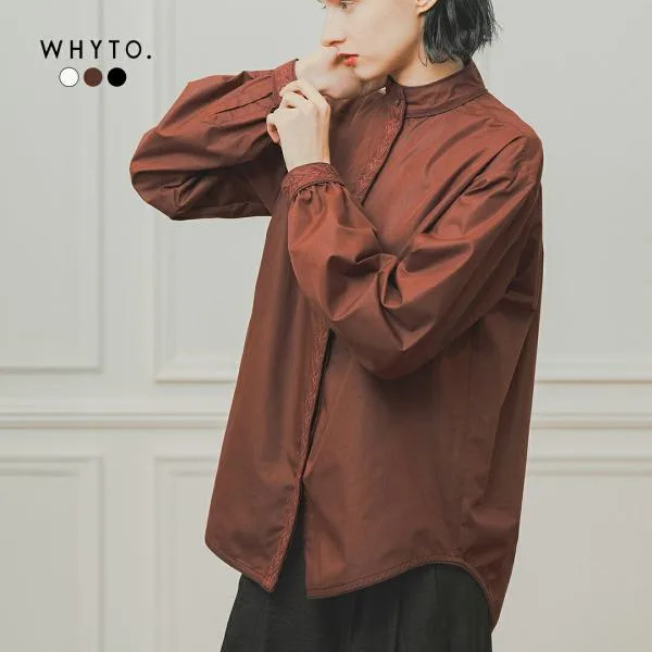ホワイト WHYTO. コットン 刺繍 スタンドカラーブラウス wht26fbl4098 レディース 秋冬 2026aw新作