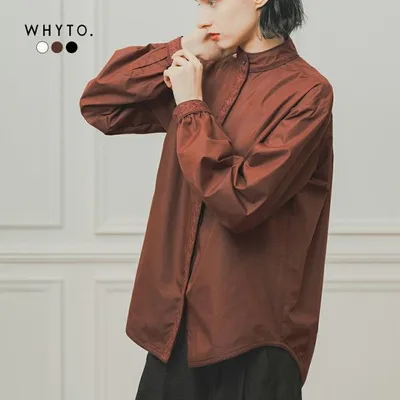 ホワイト WHYTO. コットン 刺繍 スタンドカラーブラウス wht26fbl4098 レディース 秋冬 2026aw新作