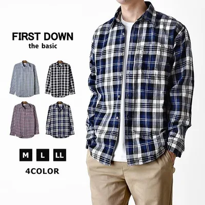 チェックシャツ 長袖 メンズ シャツ FIRSTDOWN thebasic 爆買 送料無料 通販YC