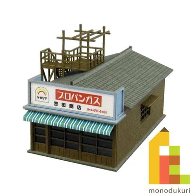 (ネコポス配送可)さんけい みにちゅあーとキット 1/150 なつかしのジオラマシリーズ (商店E) MP03-54(ペーパークラフト 模型 セット)